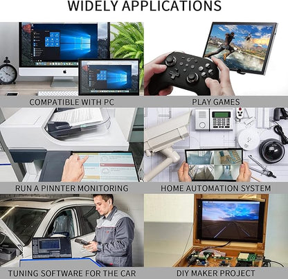 HMTECH Raspberry Pi Screen 10.1 Inch Touchscreen Monitor 1024x600 Portable HDMI Monitor 16:9 IPS Screen Display for Raspberry Pi 5/4/3/2/Zero/B/B+ Win11/10/8/7, Free-Driver