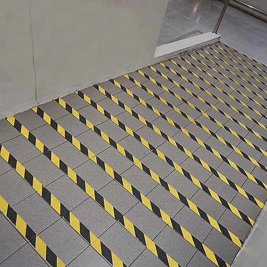TAPEBEAR Hazard Caution Tape, 2inch x 150 Feet(50yds) Self Adhesive Warning Tape for Steps, High Visibility White&Black Tape for Outdoor Construction Warning, Danger Zone, 5Rolls
