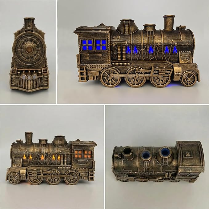 300ml Train Diffuser, Train-Shaped Humidifier, Vintage Steam-Style Diffuser with Remote Control, 2 Spray Modes & 2 Color Lights for Bedroom or Home Decor