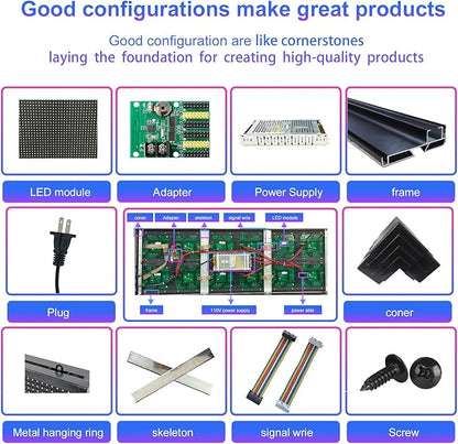 Programmable Scrolling LED Sign Outdoor Signs for Businesses Pantalla LED Para Publicidad Waterproof Digital Display Board - Custom Electronic Message Panel for Wall (Letrero) 39"X8"