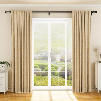 Yafex Curtain Rod 32-144 Inch, Heavy Duty 1 Inch Adjustable Curtain Rods for Windows, Black Extra Long Window Treatment Rods, Modern Design, Easy Installation