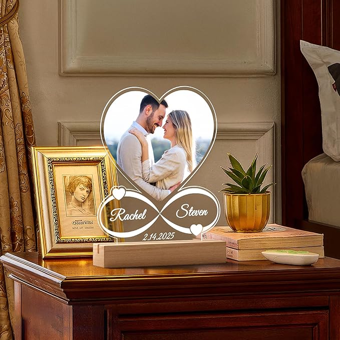Personalized Picture Frame, Custom Picture Frames, Customized Photo Frame, Personalized Anniversary Valentines Day Gifts for Women Men Her Him Girlfriend Boyfriend Couple Mom Dad Baby Kid Family
