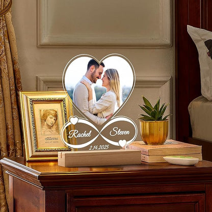 Personalized Picture Frame, Custom Picture Frames, Customized Photo Frame, Personalized Anniversary Valentines Day Gifts for Women Men Her Him Girlfriend Boyfriend Couple Mom Dad Baby Kid Family