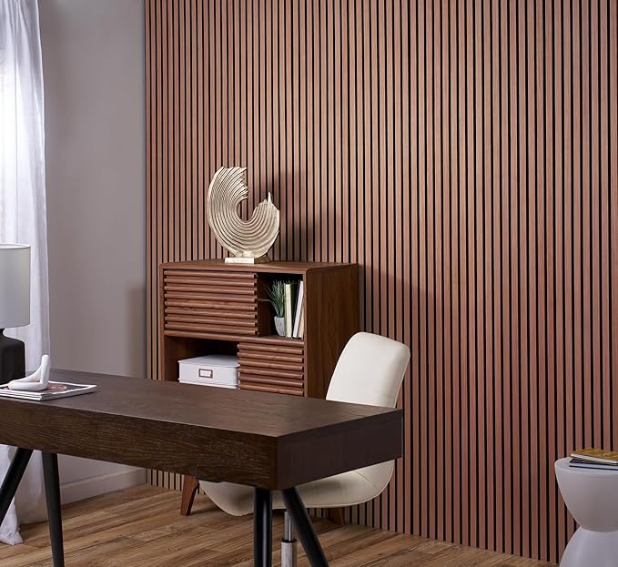 Wood Panels for Wall - Oak Acoustic Wall Panels - 4PK Wall Wood Panels - 94.49” x 12 - Soundproof Wall Panels for Decor - Acoustic Slat Wood Wall Panels for Interior Decoration of Walls (Oak Cherry)