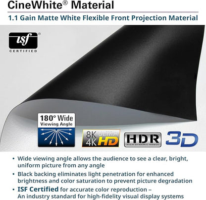 Elite Screens Kestrel Tab-Tension 3 CineWhite, 150 inch 16:9 Aspect Ratio, ISF Certified, Electric Floor-Rising Motorized Tab-Tensioned Front Projector Screen, Programmed Remote Kit, FTE150H3