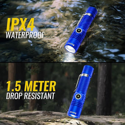 Banral Rechargeable Tactical Flashlights, High Lumens Small Mini USB-C LED Flashlight, Compact EDC Flash Light, 4 Modes&Memory Function, Waterproof Pocket Lights for Home,Camping,Emergency (1, Blue)