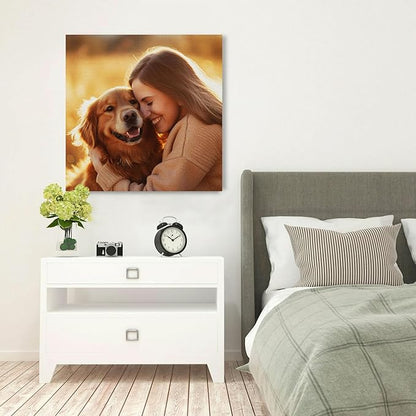Custom Canvas Prints with Your Photos Customized Canvas Wall Art Personalized Canvas Pictures Gifts for Pet Dog Baby Family Mom Dad Men Women Couple Boyfriend Girlfriend Framed 8x8