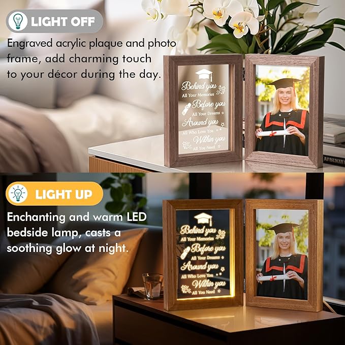 Graduation Picture Frame with Light - Cool College & High School Grad Gifts for Her & Him - Master Degree Congratulations Gifts for Graduates, Women & Daughter