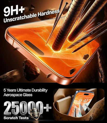 3 Pack for iPhone 17 Pro Max Screen Protector Privacy + 2 Camera Lens Protector 9H+ Tempered full cover Glass for iPhone 17 ProMax Military Grade Shatterproof Anti Spy Auto Installation kit
