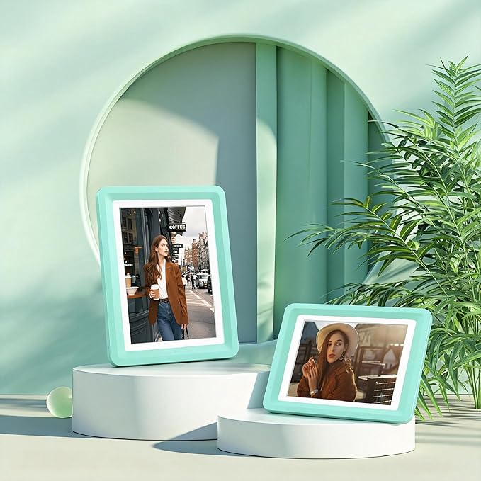 Green 5x7 Picture Frame with Acrylic Front 4 Pack, ABS Frame for 5x7 or 4x9 Photos, Shatterproof UV-Resistant Tabletop Photo Frame, Vertical/Horizontal Display for Home Décor