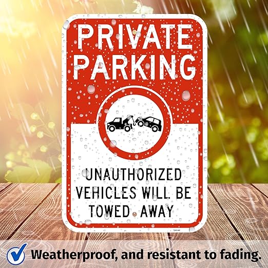 Brimar 12"x18" Private Parking Sign - Rust Free Aluminum, Weatherproof, Clear Designation for Private Parking Areas, Essential for Property Owners.