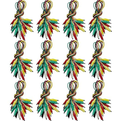 120PCS Premium Alligator Clips Electrical, 5 Colors Test Probes & Leads, Crocodile Jumper Wires with Dual Ended Insulators Cable for Electric Circuit Connection, Multimeter, Electronic Experiments