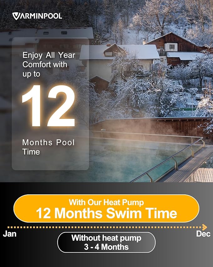 35100 BTU Pool Heat Pump, for 10000 Gallons In and Above Ground Pools, Electric Pool Heater with WiFi Control Via App, Heat&Cool Mode, Titanium Heat Exchanger, 240V