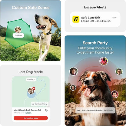 New Fi Series 3+ Smart Dog Tracker Collar [12 Month Membership Included] GPS Tracker for Dogs with Health & Behavior Monitoring, Escape Alerts, Waterproof, LED, Apple Watch Compatible (Yellow, Large)