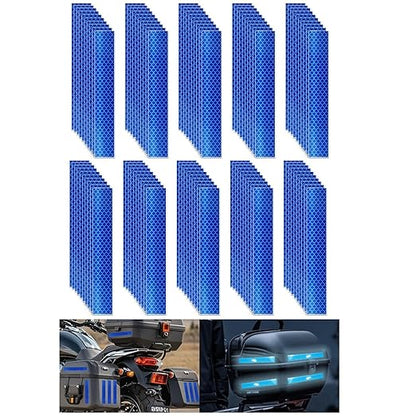 Non Fading Blue Reflective Stickers 1 inch X 6 inch, Outdoor Waterproof High Visibility Warning Safety Adhesive Reflector Tape (100 Pcs)