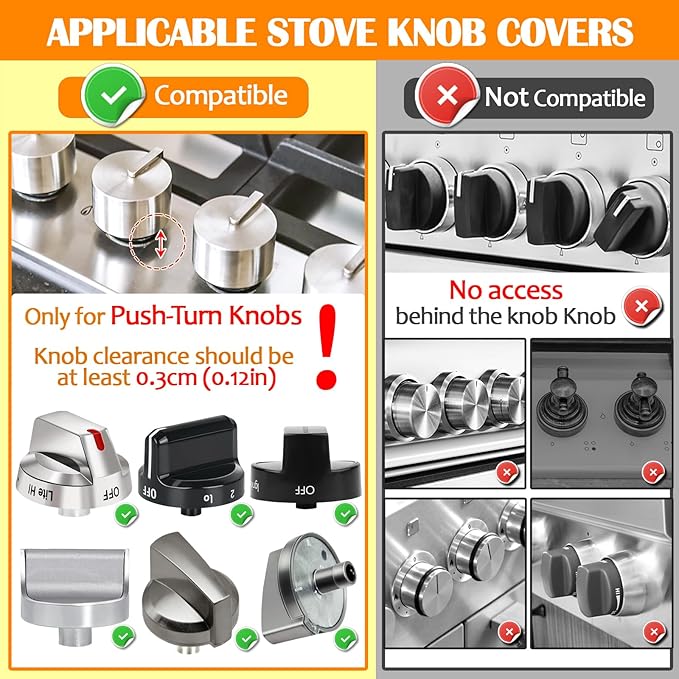 Stove Knob Covers for Child Safety (6 Pack), Stove Knob Safety Covers, Childproof Oven Lock Knob Covers with Adhesive, Prevent Kids-Pets from Gas Stove Knob Locks, Heat-Resistant Upgraded-Clear