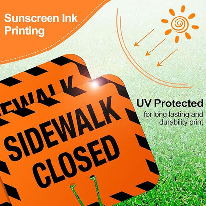 6 Pcs Plastic Sidewalk Closed Sign Bulk for Traffic Cones Top Road Warning Signs 10.4" Height x 12.6" Width x 0.05" Thickness for Outdoor Barricade Construction Caution