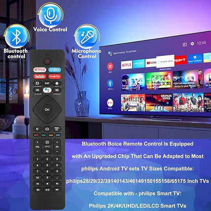 Voice Remote Control for phillips Voice TV Replacement. Universal Remote Control for Philip 4K UltraHD Smart Android TV with Google Assistant. for Philips 43" 50" 55" 65" 75" Class 5704 5504 5604 5806