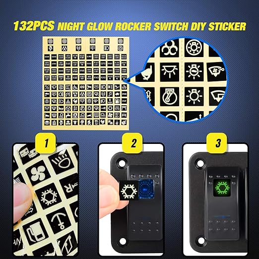 Nilight 8 Gang Aluminum Rocker Switch Panel Toggle Dash 5 Pin ON/Off Pre-Wired Rocker Switch Blue Backlit Switch for Automotive Car Marine Boat RV,2 Years Warranty