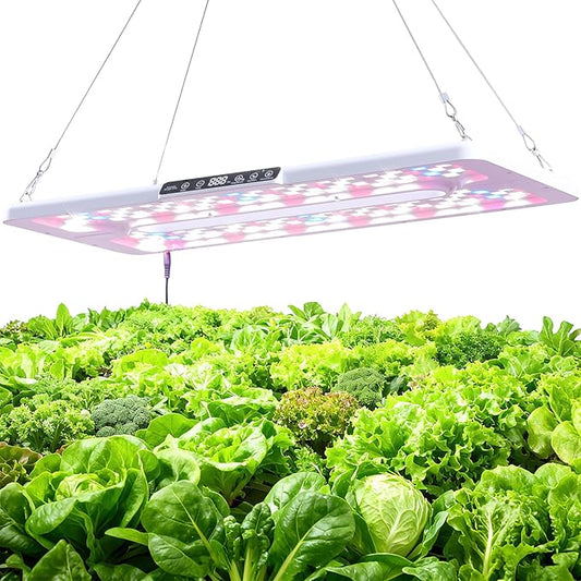 22" x 10" Grow Lights for Indoor Plants and Vegetables, Full Spectrum LED Growing Lamp for Indoor Garden Greenhouse - Features Two Smart Light Mode, 12~23H Timer - 1 Pack (1 Pack White)