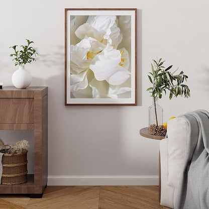 Fun Memories 22x30 Oak Wood Picture Frame, 22"x30" Poster Frame for Wall, 22x30 Picture Frame with Mat for 20x27, Solid Oak Wood Photo Frame 22 x 30 with Tempered Real Glass (Walnut Color, 1 Pack)