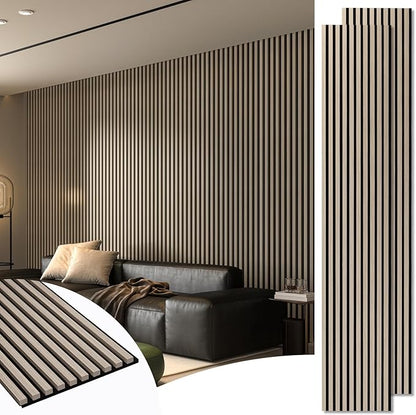 Art3d 2-Pack 108" x 12" Acoustic Wood Panels for Wall, Soundproof Wood Slat Panel for Wall and Ceiling, 3D Fluted Sound Absorbing Paneling for Interior Wall Decor, Living Room, Bedroom - Oak
