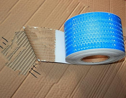 Blue Reflective Tape 4 inch Wide, Outdoor Waterproof High Visibility Warning Industrial Marking Tape, Safety Stickers (68 feet,5 Rolls)