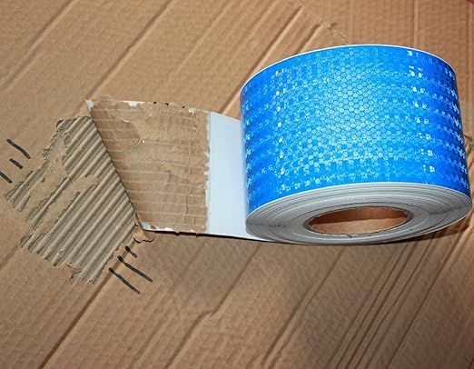Blue Reflective Tape 4 inch Wide, Outdoor Waterproof High Visibility Warning Industrial Marking Tape, Safety Stickers (68 feet,3 Rolls)