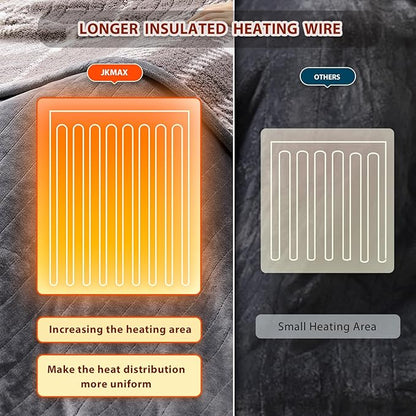 Heated Electric Blanket Twin Size - 62"x84" Flannel Heating Blanket with 10 Heating Levels & 5 Time Settings Over-Heat Protection, Winter Warmer for Adults with ETL Certification（Grey）