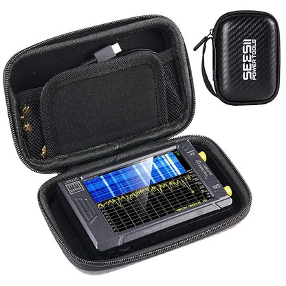 Seesii 4 Inch Protective Case for NanoVNA-H4 & TinySA Ultra: EVA Hard Shell Storage Pouch with Custom Foam for Antenna/Spectrum Analyzer, Waterproof Shockproof Design with Carry Strap