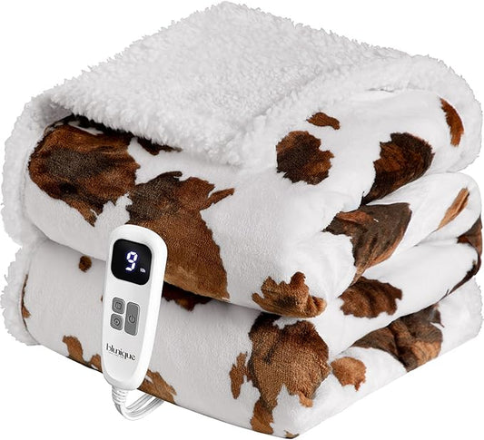 Heated Blanket Throw Blanket – Fast Heating Blanket with 10 Heat Settings & 4 Timer Options, Cozy Soft Fleece Sherpa, Washable, Warm Gifts for Grandma