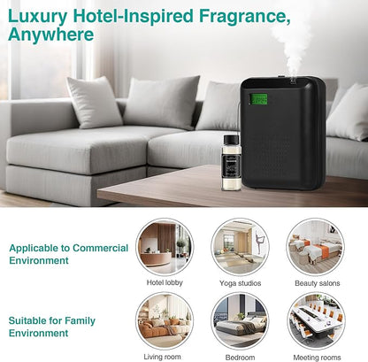Scent Air Machine Starter Kit – Waterless Diffuser for Home & Commercial Use, Hotel Scent Diffuser Includes 100ml Essential Oil, WiFi/Bluetooth Control, 2000 sq.ft Coverage, Wall-Mount & Desktop
