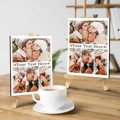 Custom Photo Frame with Stand, Personalized Picture Display, MDF and Wood Construction, Desktop Decor, Multiple Designs, Customizable Gift for Family and Friends