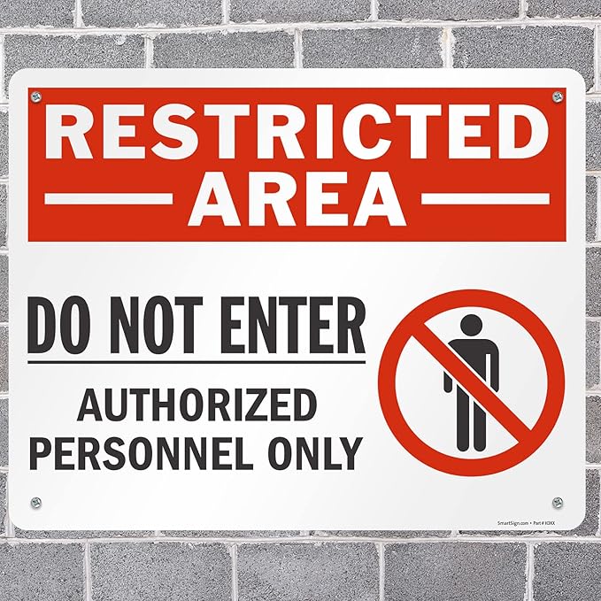 SmartSign 24 x 30 inch “Restricted Area - Do Not Enter, Authorized Personnel Only” Metal Sign with Symbol, 80 mil Laminated Rustproof Aluminum, Red, White and Black, Made in USA
