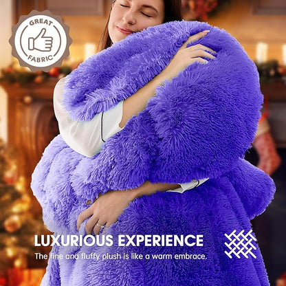 Heated Electric Blanket Twin,Warm Winter Birthday Gifts for Women Her Grandma–Faux Fur with Soft Sherpa,10 Heat Settings,5 Time Settings with Fast Heating, 62x84, Sunset Purple