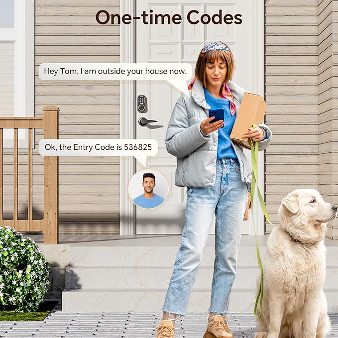 Keyless Entry Door Lock Set Smart Locks for Front Keypad Door Lock with Handle Automatic Lock One Time Password Anti Peeping Password IP54, Bronze