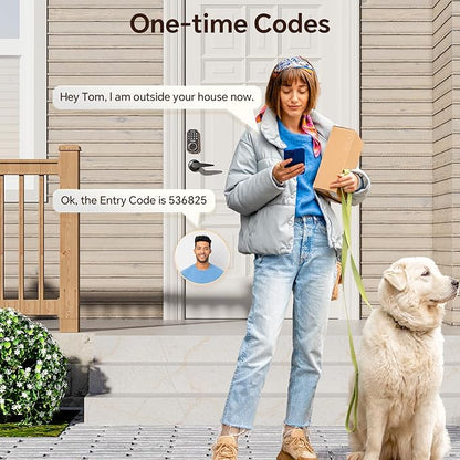 Keyless Entry Door Lock Set Smart Locks for Front Keypad Door Lock with Handle Automatic Lock One Time Password Anti Peeping Password IP54, Bronze