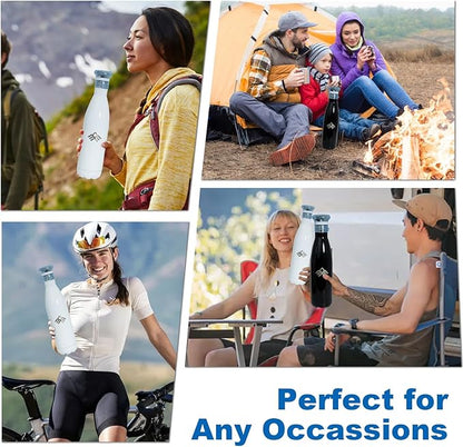 27 oz Smart Self Cleaning Water Large Bottle Onyx 304 Stainless Steel Insulated Light Purifying Bottle LED + Activated-Carbon Filter USB-C Rechargeable BPA-Free for Outdoor & Sports
