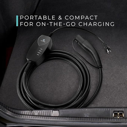 Lectron Level 1 Tesla Charger (WiFi) with App Control - 12 Amp, 120V, NEMA 5-15 Plug, 16ft Extension Cable NACS Connector, Portable Home Electric Car EV Charger for All Tesla/NACS EVs