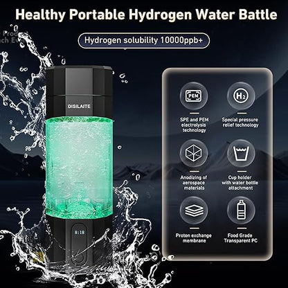 10000PPB+ Hydrogen Water Bottle SPE PEM Technology Hydrogen Water Generator with Seven Colorful Light-Best Hydrogen Water Technology (S-Black)