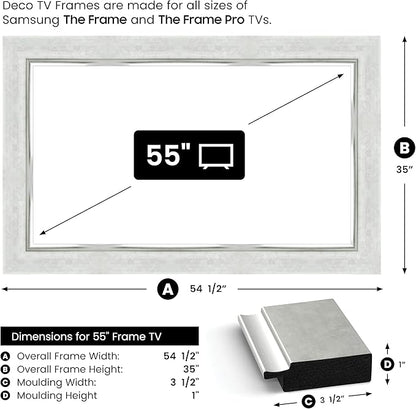 Contemporary Silver 55" Premiere Deco TV Frame - Compatible ONLY with Samsung The Frame TVs (Fits 2021-2025, LS03A, LS03B, LS03C, LS03D, LS03FA)