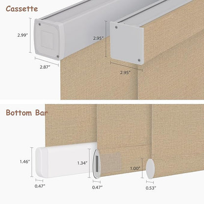 Motorized Roller Blinds with Remote, 100% Blackout Automatic Roller Shades for Bedroom, Bathroom, and Living Room, Customized Size, Coffee Beige