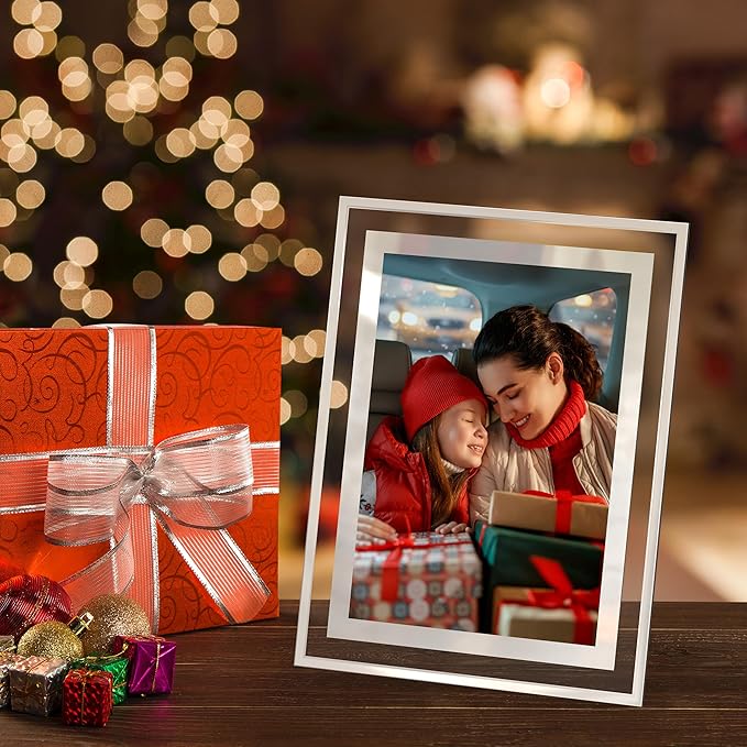 5x7 Picture Frames Set of 2, Desktop Clear Glass Photo Frame Horizontal or Vertical Display for Landscape, Portrait, Wedding, Pet Photos