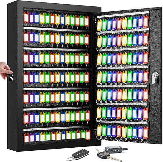 175 Keys Key Lock Box, Anti-Theft Key Cabinet with Key Tags, Key Organizer Wall Mount for Car Garage House Rental Office Business