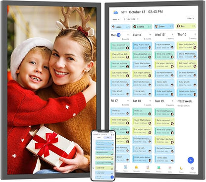 Smart Digital Picture Frame Calendar-for-Family-Planner - Nethgrow 24" Touchscreen Interactive Display Electronic Calendar for Family to Do List, Auto-Sync Google iCloud Outlook, Wall Mountable