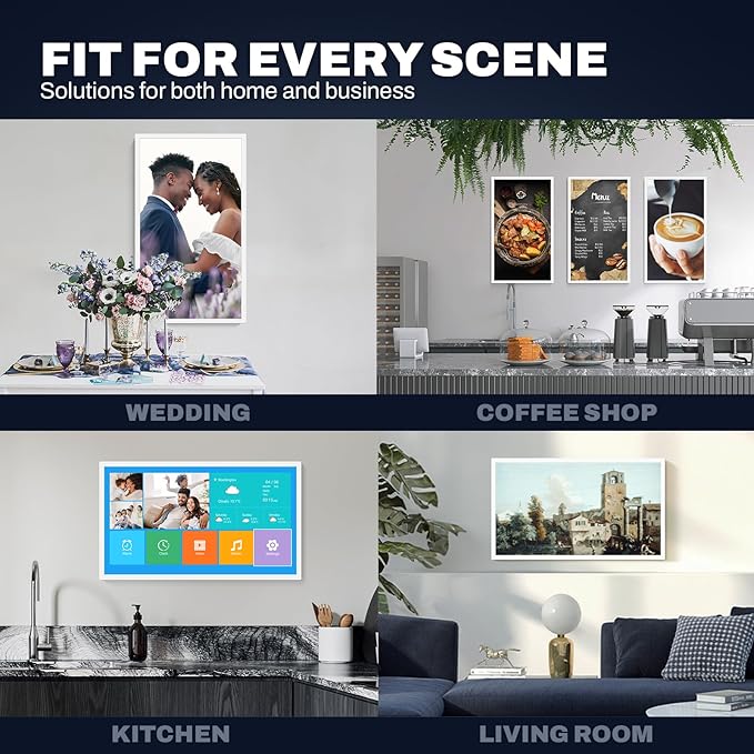 32 Inch FHD Extra Large Digital Picture Frame Touchscreen, 64GB FHD IPS WiFi Digital Photo Frame Remote, Share Photo/Video via Apps, Email, Auto-Rotate, White