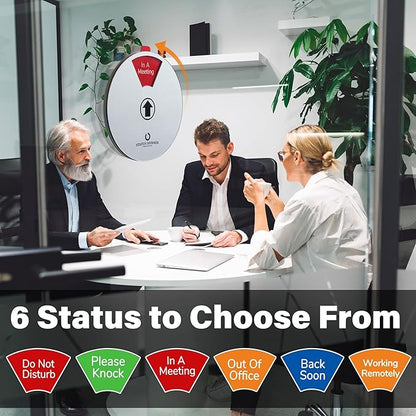 Do Not Disturb, In A Meeting, Working Remotely, Out Of Office, Please Knock, Back Soon Status Spinner Privacy Signs for Home Use
