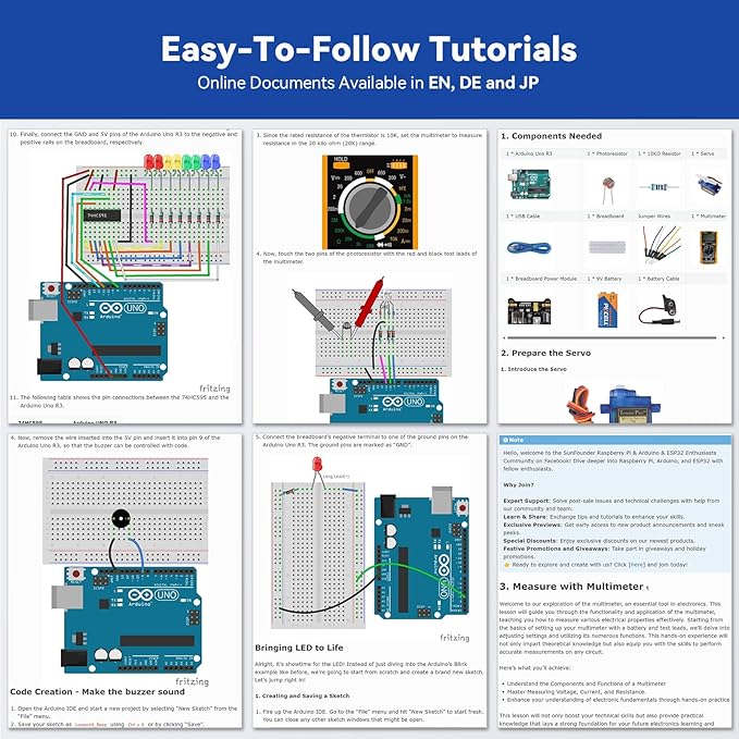 SunFounder Inventor Lab Starter Kit with Original Arduino Uno R3 REV3 Board Multimeter 34 Projects RAB Breadboard Holder Battery HCSR-04, RoHS Compliant, for Beginners & Engineers