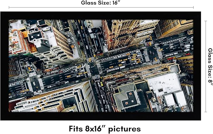 Americanflat 8x16 Picture Frame with Shatter-Resistant Glass - Signature Collection - Gallery-Style Frames Made of Engineered Wood - Photo Frame for Tabletop and Wall Display - Black