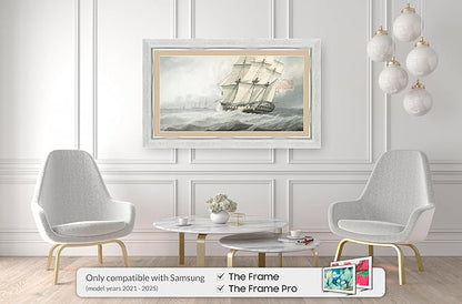 Contemporary Silver 65" Premiere Deco TV Frame - Compatible ONLY with Samsung The Frame TV and Pro TVs (Fits 2021-2025, LS03A, LS03B,LS03C,LS03D,LS03FA,LS03FW)